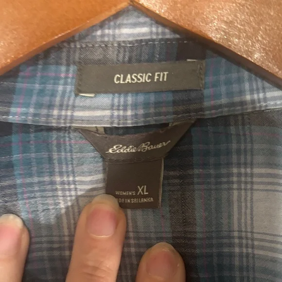 Eddie Bauer Blue Plaid Button-Down Shirt - Picture 2 of 8